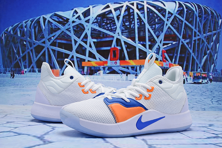 Nike Paul George III White Blue Orange Shoes